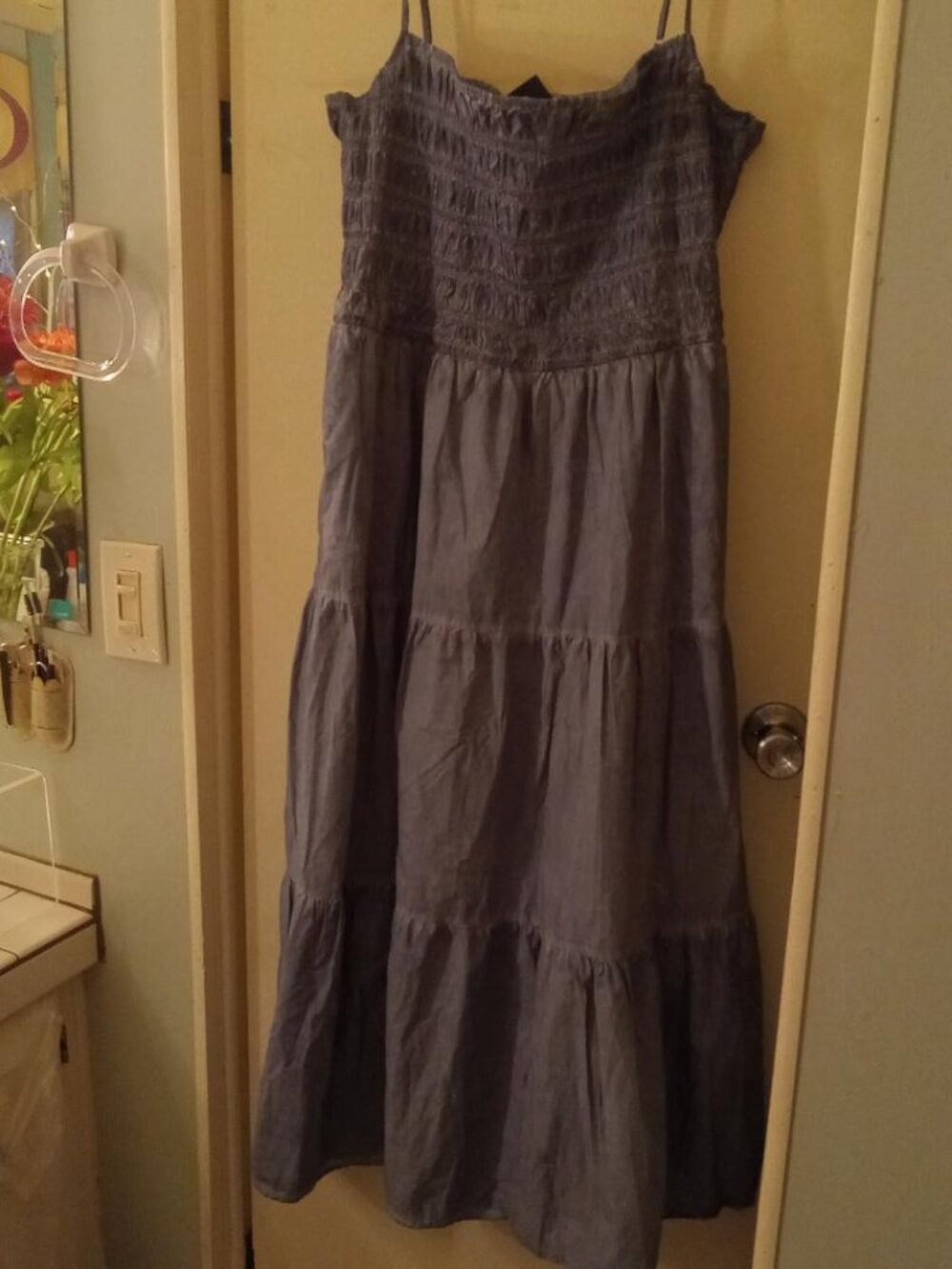 Gap XL spegetti strap long summer dress bluish gray.